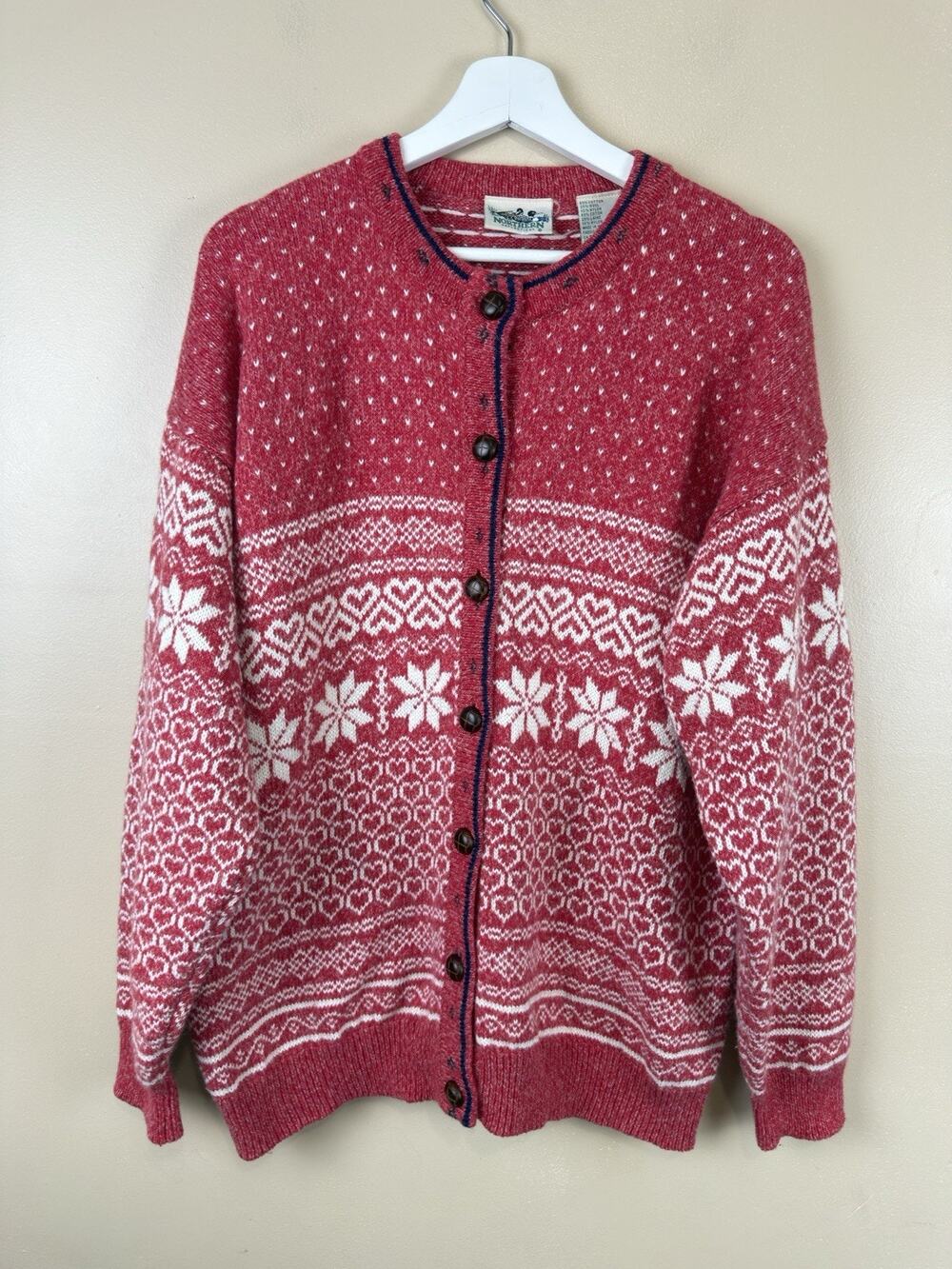 Vintage 1990 90s Northern Reflections Snowflake Women’s Cardigan Size XL